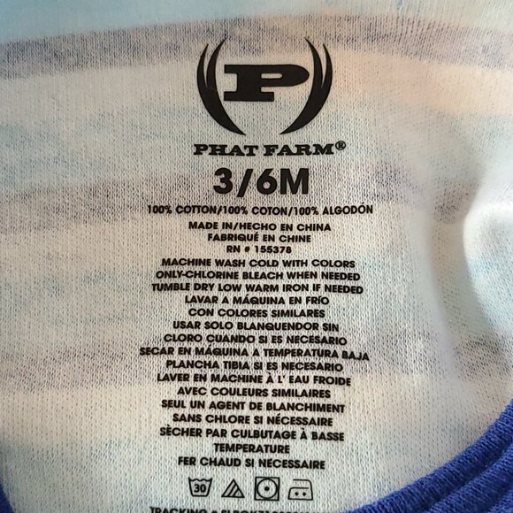 PHAT FARM BABY 3-PIECE NAVY/WHITE/LIGHT BLUE STRIPED TOP & NAVY PANTS SIZE 3-6M - Picture 3 of 16